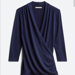 Wrap Rutched navy top